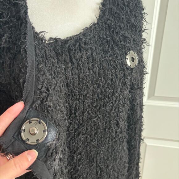Free People Jagger Shaggy Duster Length Wool Blend Cardigan Black Sz M - Picture 7 of 14